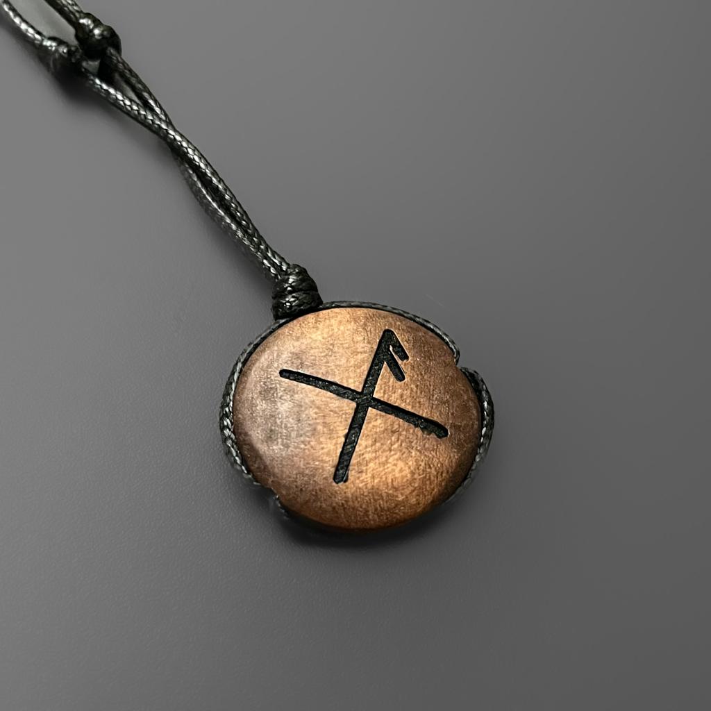Engraved Wood Bind Rune Pendant