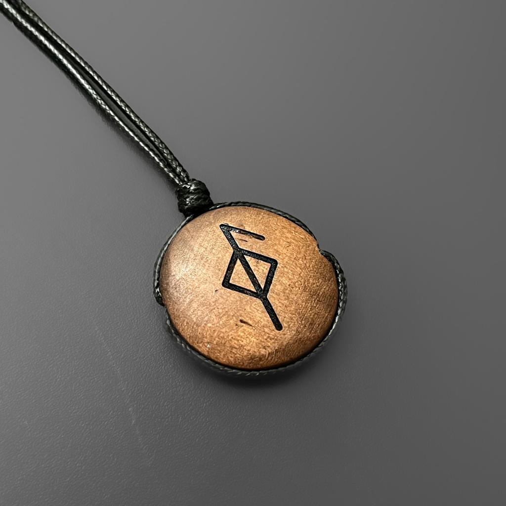 Engraved Wood Bind Rune Pendant
