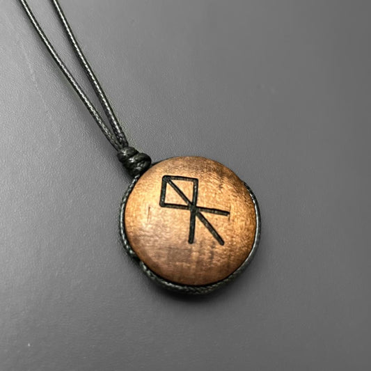 Engraved Wood Bind Rune Pendant