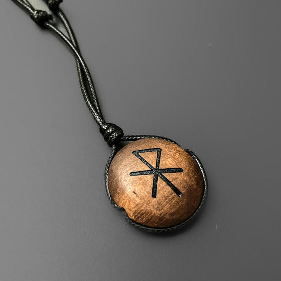 Engraved Wood Bind Rune Pendant