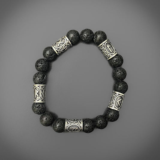 Lava Stone Rune Bracelet