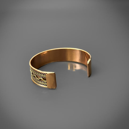 Decorated Wide Copper & Brass Cuff