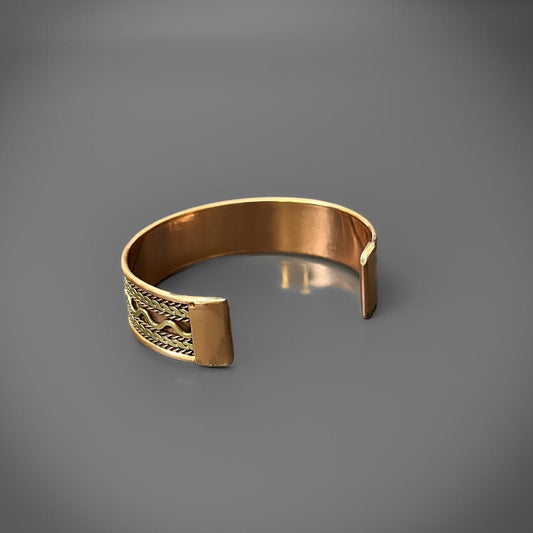 Decorated Wide Copper & Brass Cuff