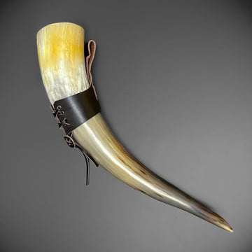 Drinking Horn with Leather Holster - Glory or Valhalla