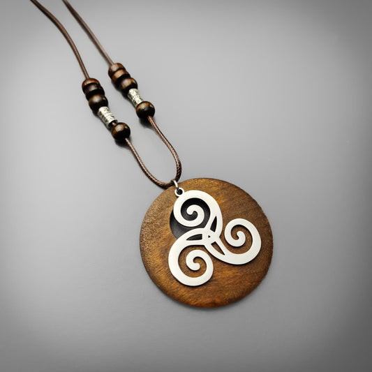 Wood Braced Triskele Pendant