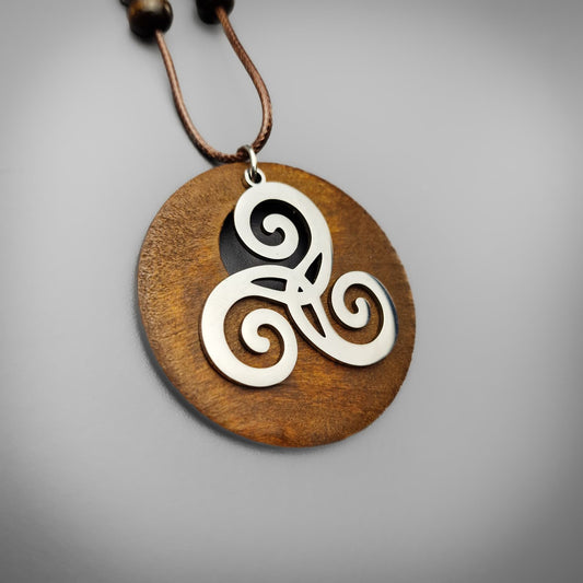 Wood Braced Triskele Pendant